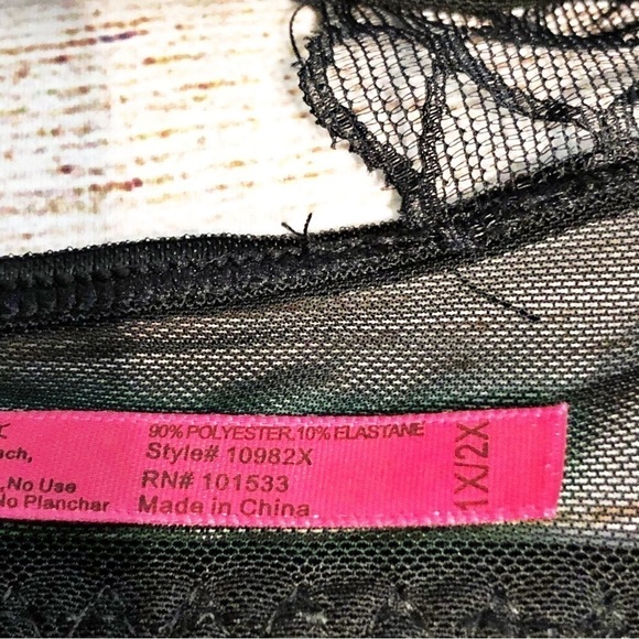 Seven 'til Midnight Black Lace and Mesh Babydoll Size 1X/2X - Picture 7 of 7